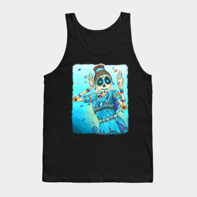 Cute Skeleton Lady - Dia De Los Muertos - Bharatanatyam Classical Indian Dancer Tank Top by Scriptnbones